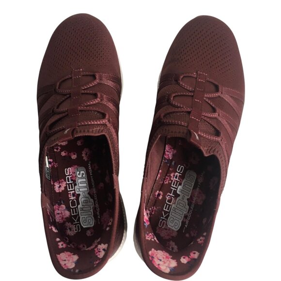 Skechers Shoes Womens Size 8.5 Burgundy Slip-ins Hands Free Air-Cooled 104448 - Picture 2 of 12